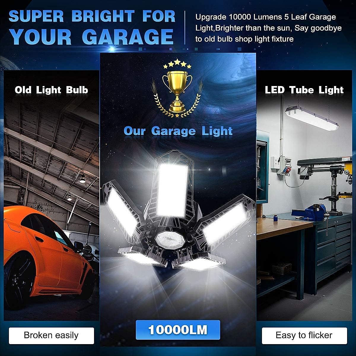 Fimilo 100W Led Garage Light 2 Pack Deformable