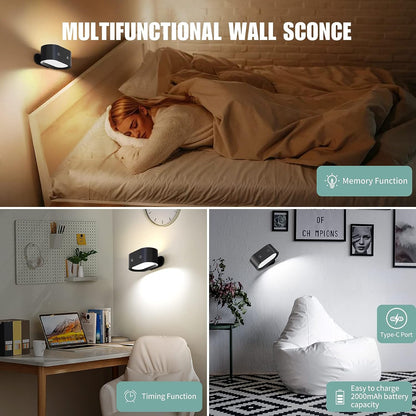 Fimilo Battery Operated Wall Lights, Up&Down Source Wall Lights 2 Pack